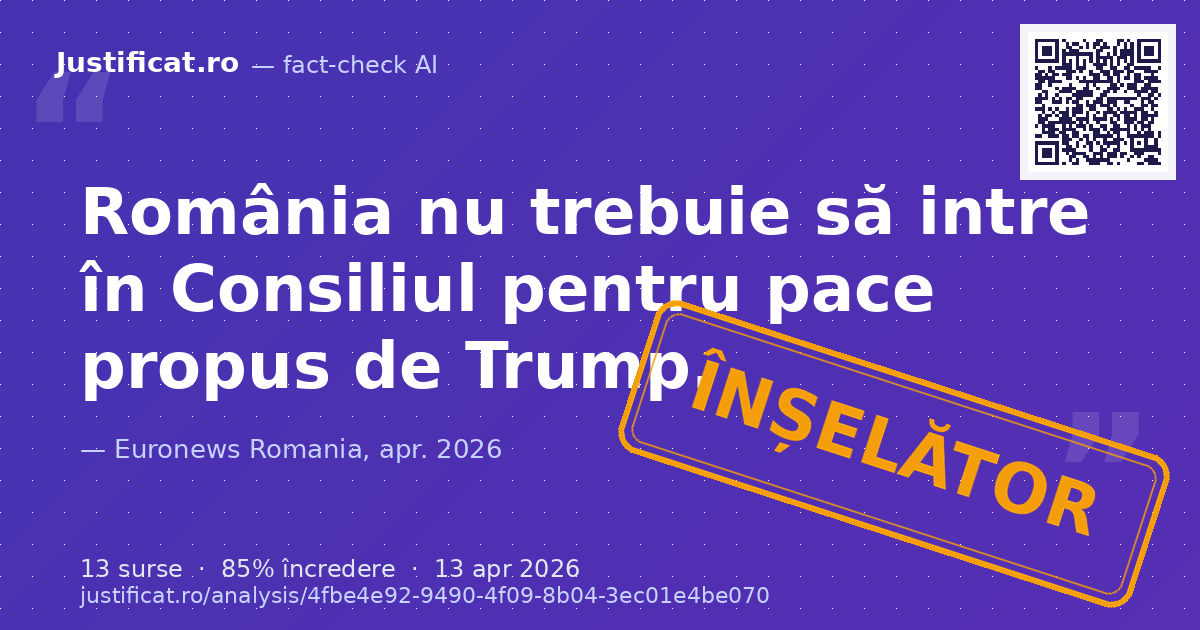 Afirmațiile fostului președinte Traian Băsescu despre inițiativa lui Donald Trump de a crea un Consiliu… — verdict ÎNȘELĂTOR