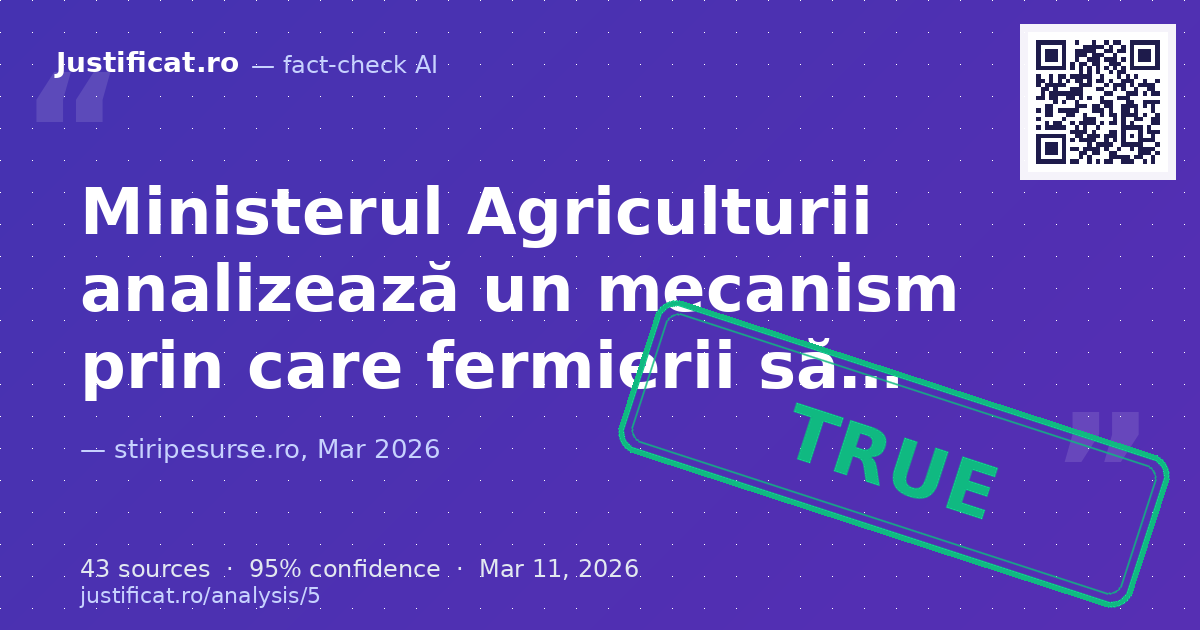 Afirmațiile ministrului Agriculturii Florin Barbu privind intenția de a introduce un mecanism prin care fer… — rated ADEVĂRAT