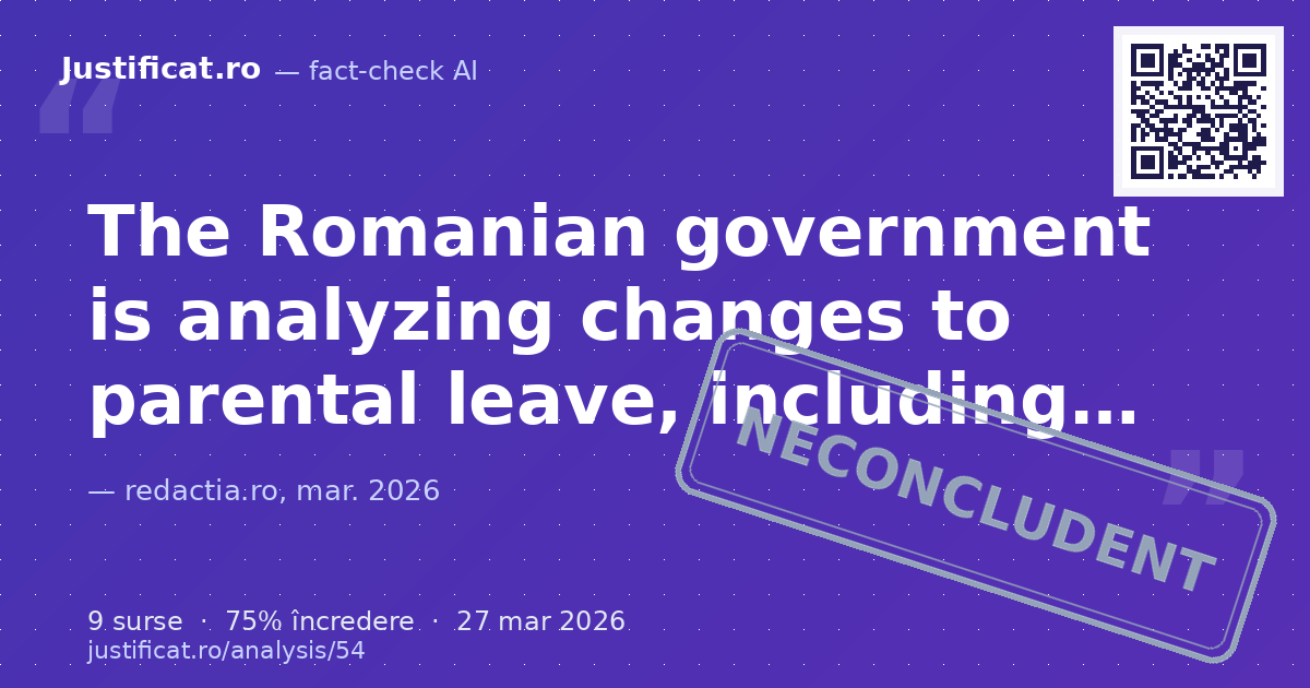 The text discusses potential government changes regarding parental leave in Romania, including shorte… — verdict NECONCLUDENT