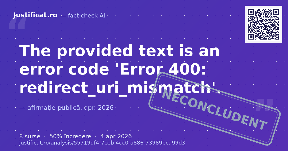 The provided text is an error code 'Error 400: redirect_uri_mismatch'. — verdict NECONCLUDENT