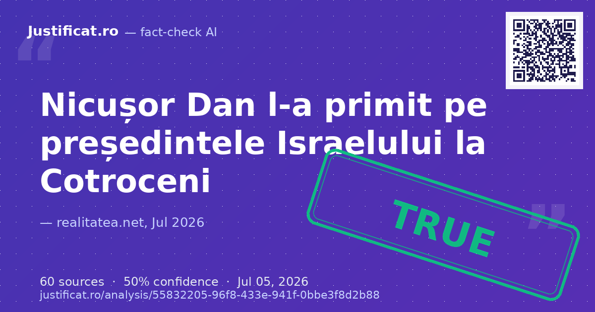 Articolul de presă care relatează despre primirea președintelui Israelului, Isaac Herzog, de către președin… — rated ADEVĂRAT
