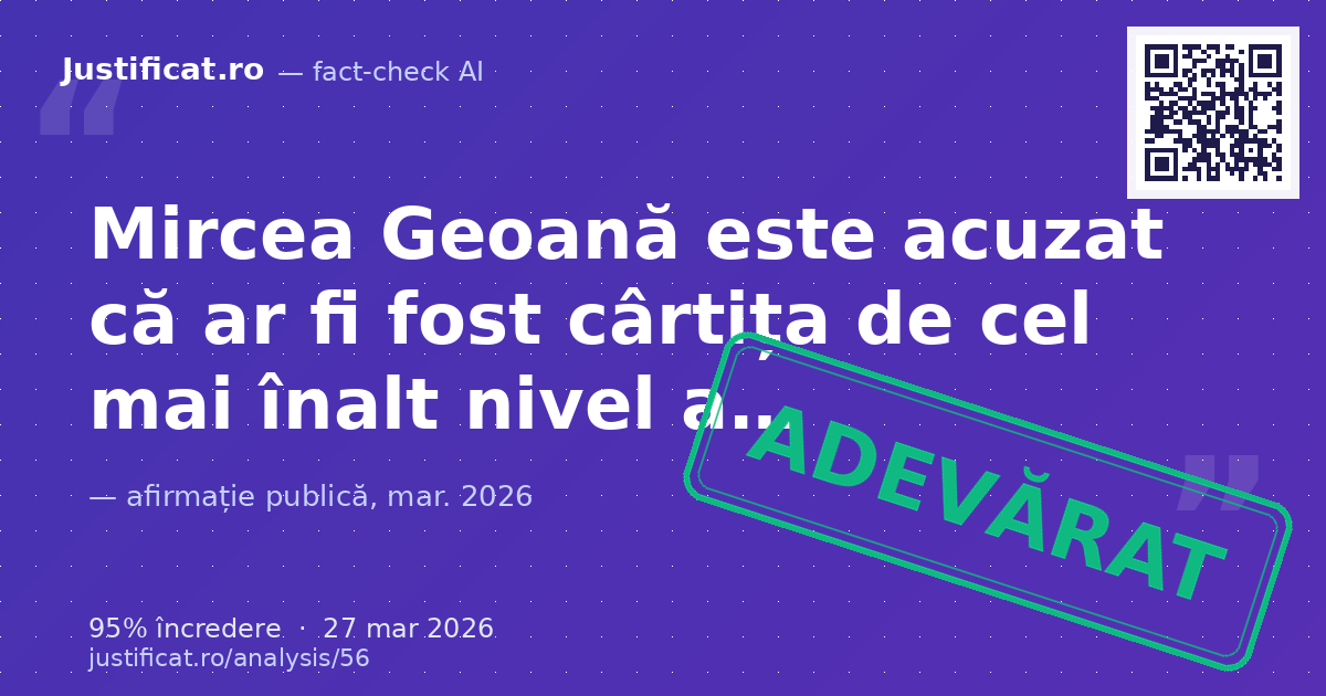 O imagine care prezintă un screenshot al unui articol de știri de pe Gandul.ro, acuzându-l pe Mircea Geoa… — verdict ADEVĂRAT