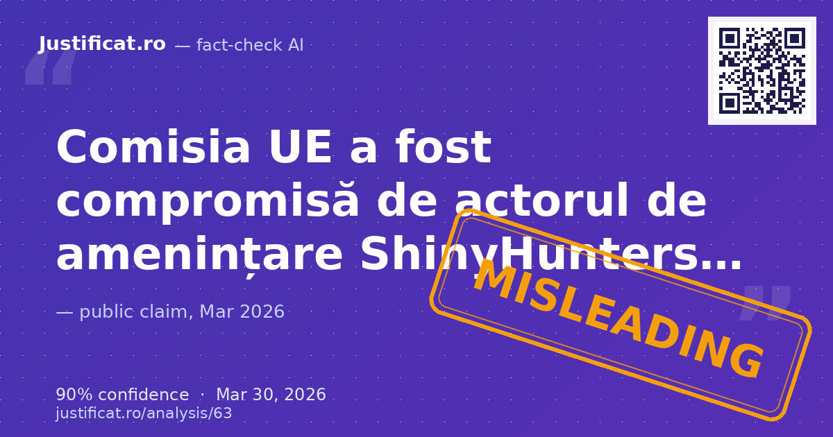 O postare pe rețelele sociale care susține că a avut loc un atac cibernetic masiv asupra Comisiei UE, ENIS… — rated ÎNȘELĂTOR