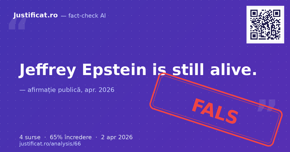The claim that Jeffrey Epstein is still alive. — verdict FALS