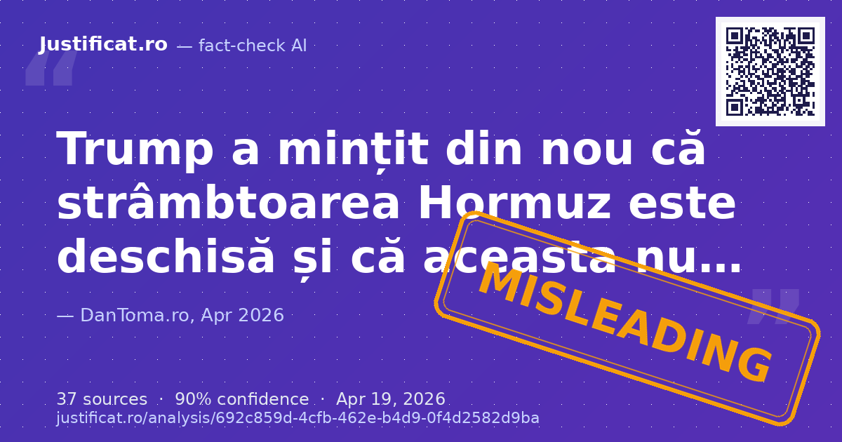 Afirmațiile analistului financiar Dan Toma, făcute pe 19 aprilie 2026, despre evenimente geopolitice recen… — rated ÎNȘELĂTOR