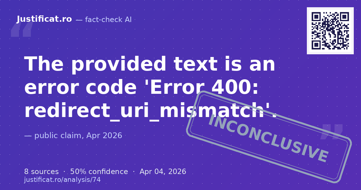 The provided text is an error code 'Error 400: redirect_uri_mismatch'. — rated NECONCLUDENT