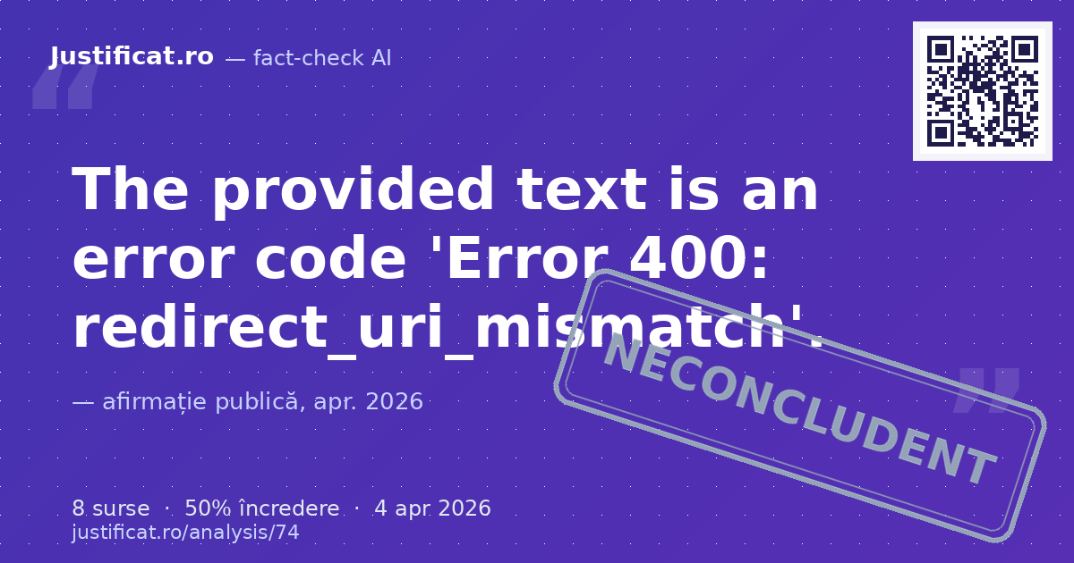 The provided text is an error code 'Error 400: redirect_uri_mismatch'. — verdict NECONCLUDENT