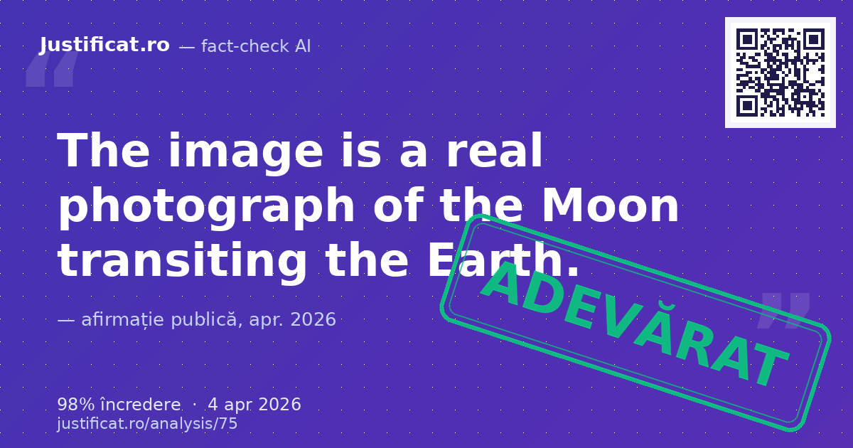 An image depicting the Moon passing in front of the Earth. — verdict ADEVĂRAT