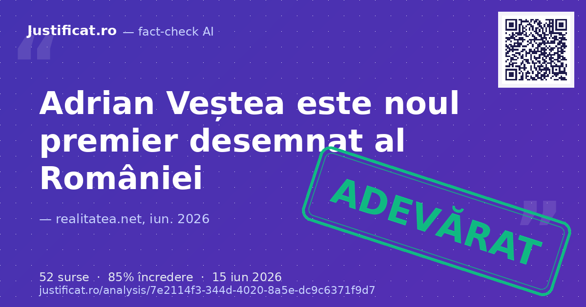 Știrea privind desemnarea lui Adrian Veștea ca premier, începerea negocierilor pentru noul guvern… — verdict APROAPE ADEVĂRAT