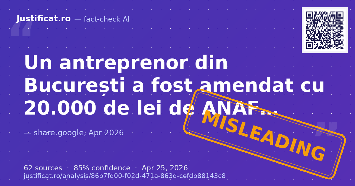 Articolul relatează cazul unui antreprenor amendat de ANAF pentru nedeclararea transportului unei mașini d… — rated ÎNȘELĂTOR