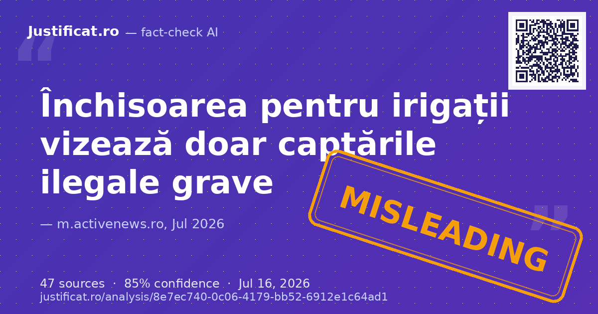 Articolul susține că Ministerul Mediului a inițiat o „prigoană” împotriva fermierilor români prin transpun… — rated ÎNȘELĂTOR