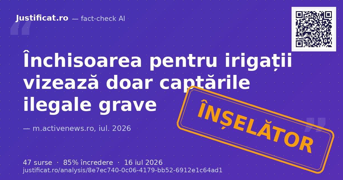Articolul susține că Ministerul Mediului a inițiat o „prigoană” împotriva fermierilor români prin transp… — verdict ÎNȘELĂTOR