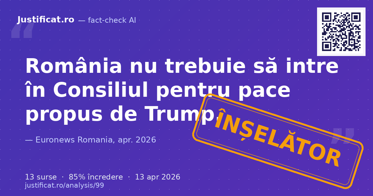 Afirmațiile fostului președinte Traian Băsescu despre inițiativa lui Donald Trump de a crea un Consiliu… — verdict ÎNȘELĂTOR