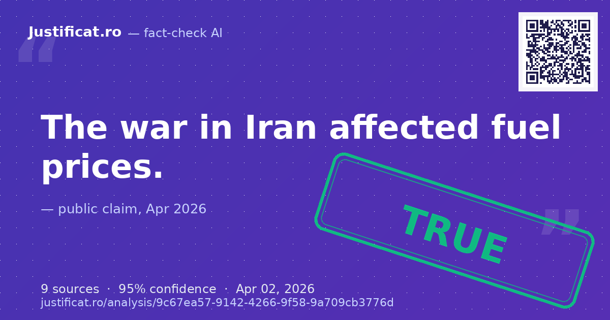 The claim that the war in Iran affected fuel prices. — rated ADEVĂRAT