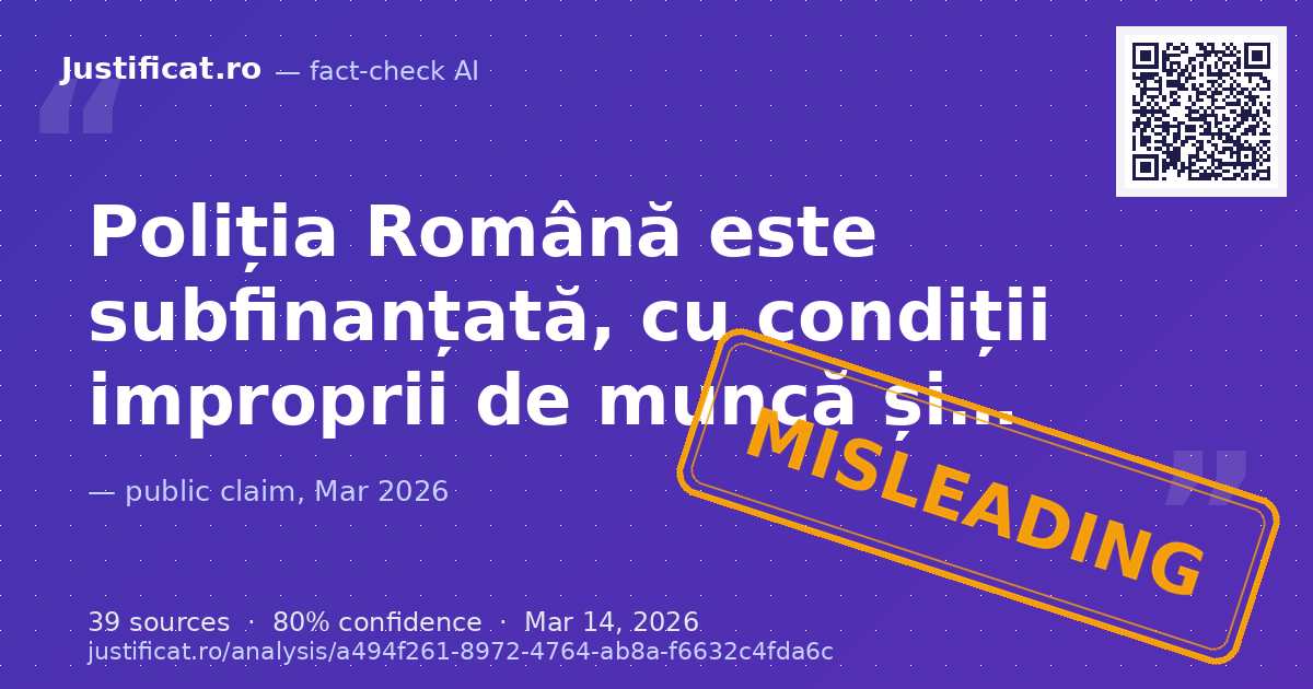Textul conține multiple afirmații critice și acuzatoare privind starea actuală a Poliției Române, inclusiv… — rated ÎNȘELĂTOR
