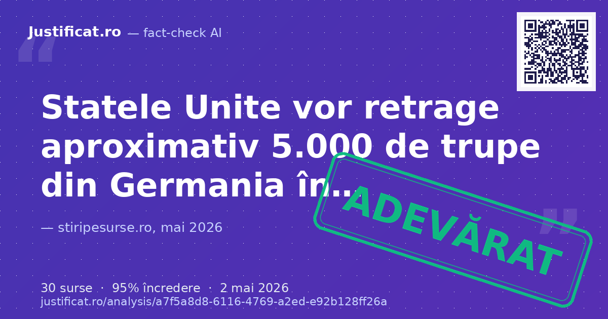 Anunțul Pentagonului privind retragerea a 5.000 de trupe americane din Germania. — verdict ADEVĂRAT