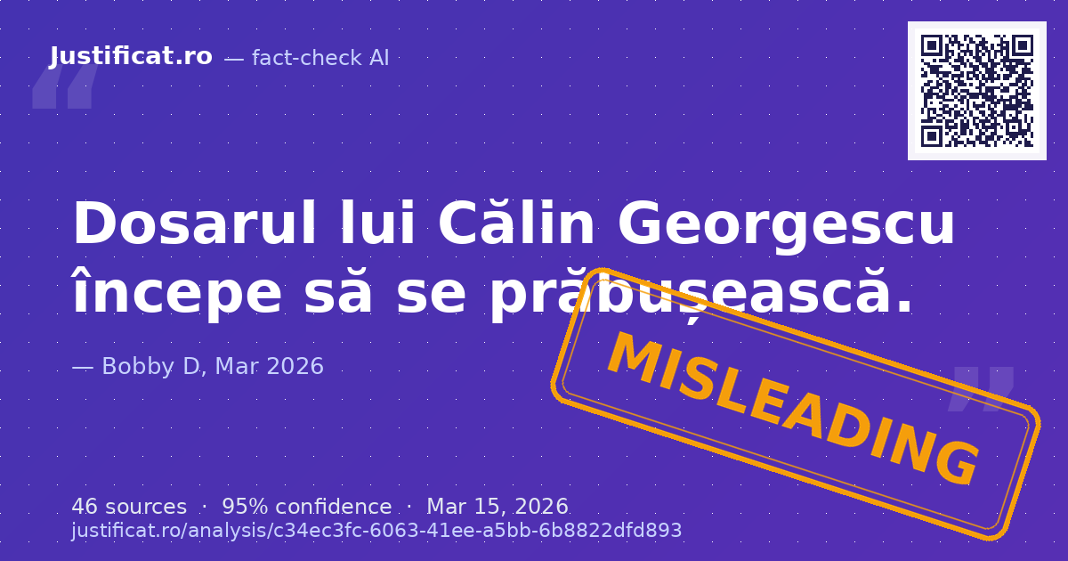 Un segment video care susține că dosarul penal al lui Călin Georgescu se prăbușește din cauza probelor obț… — rated ÎNȘELĂTOR