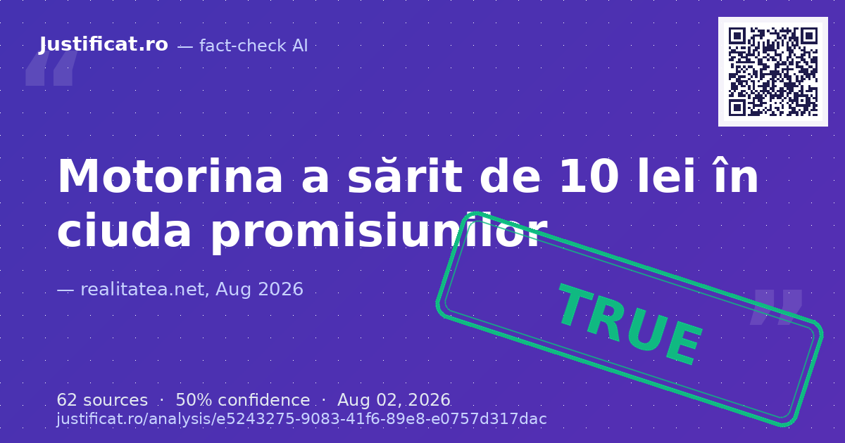 Afirmațiile privind atingerea unor prețuri record la carburanți la sfârșitul lunii iulie 2026, în c… — rated APROAPE ADEVĂRAT
