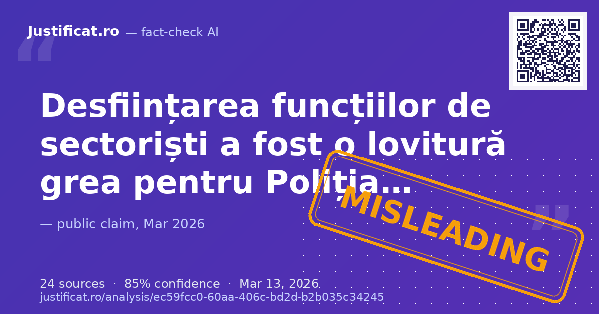Textul analizează în termeni foarte critici situația actuală a Poliției Române, afirmând că aceasta este d… — rated ÎNȘELĂTOR