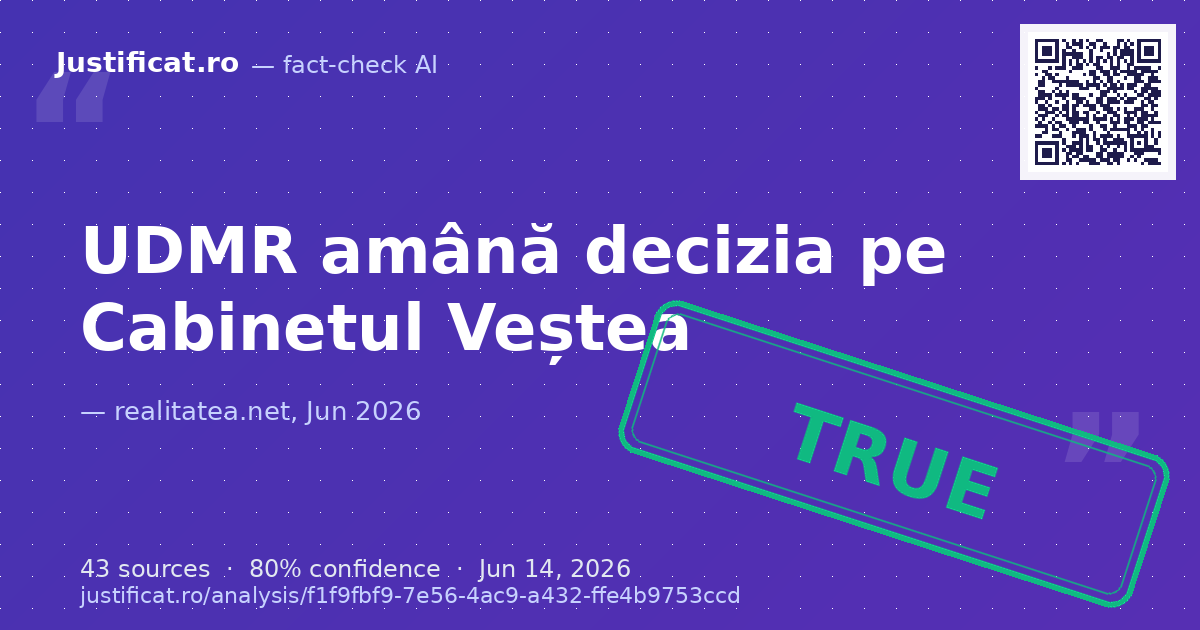 Negocierile politice din 14 iunie 2026 privind desemnarea lui Adrian Veștea ca premier și poziția UDMR față… — rated ADEVĂRAT